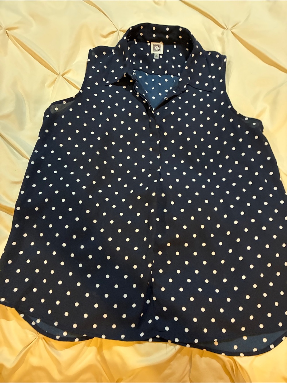 Anne Klein Sleeveless Polka Dot Collared Camisole